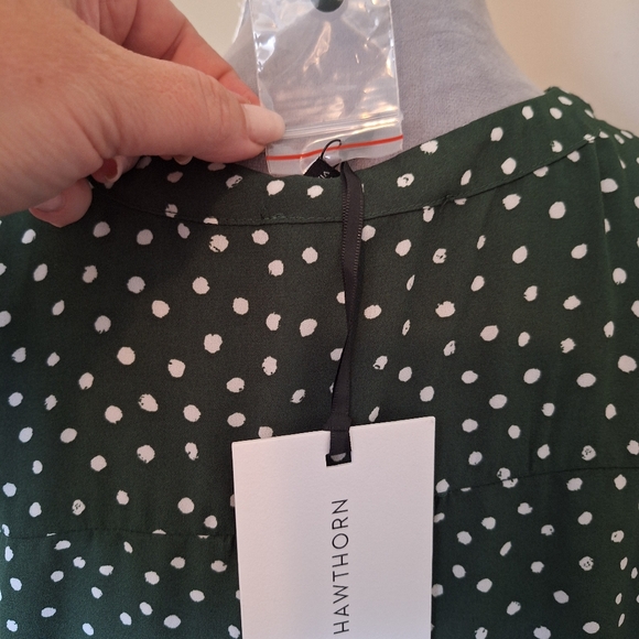 41 Hawthorn XL Green and White Polka Dot Blouse. NWT -Stitch Fix - Picture 4 of 6